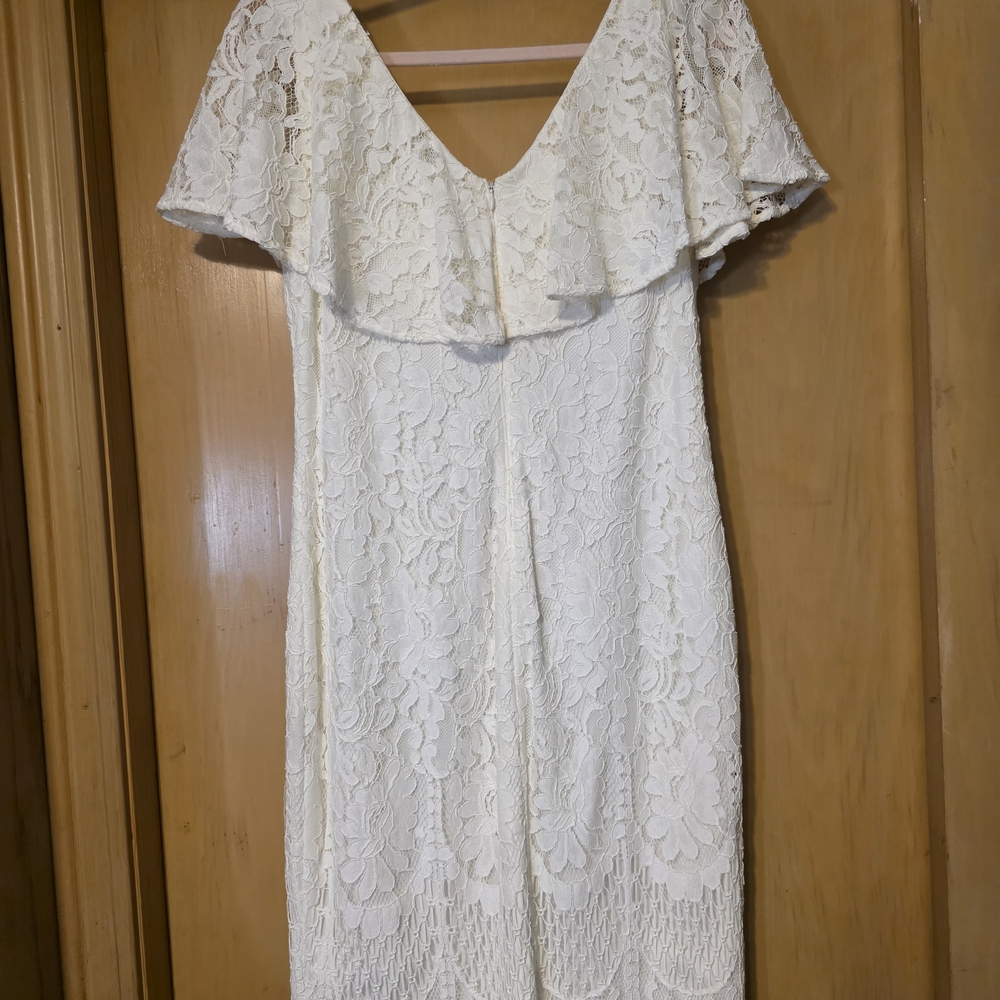 Lauren Ralph Lauren White Lace Dress Short Sz 8 Lined Chic Cocktail Prom Preppy - Picture 3 of 13